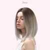 SHair Short Straight Ombre Brown to Blonde Bob Wig