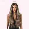 SHair Long Curly Wig with Brown Highlights & White Tips