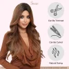 SHair Ginger Ombre Long Curly Wigs with Layered Bangs