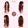 SHair Ginger Ombre Long Curly Wigs with Layered Bangs