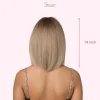 SHair Chic Champagne Brown Synthetic Bob Wig - Short Sleek Straight Hair with Flat Bangs