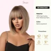SHair Chic Champagne Brown Synthetic Bob Wig - Short Sleek Straight Hair with Flat Bangs