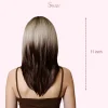 SHair Ombre Grey Gold Wig -Short Straight with Layered Bangs