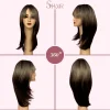 SHair Ombre Grey Gold Wig -Short Straight with Layered Bangs
