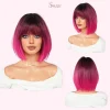 Short Bang Bob Wigs Glamorous and Heat-Resistant Full Cap Wigs - Image 5