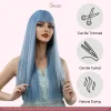 Long Straight Synthetic Wigs with Bangs Natural Look Full Cap Wigs - Image 3