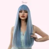 Long Straight Synthetic Wigs with Bangs Natural Look Full Cap Wigs - Image 2