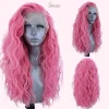 Colorful 13x4 Synthetic Lace Front Wig – Heat-Resistant Hair in Silver, Red, Ginger, Brown, and Pink for Women - Image 6