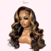 13x6 Body Wave Lace Front Wig for Black Women – Synthetic Heat-Resistant Wig in Honey Blonde & Red Highlights - Image 3