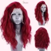 Colorful 13x4 Synthetic Lace Front Wig – Heat-Resistant Hair in Silver, Red, Ginger, Brown, and Pink for Women - Image 3