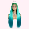 30 Inch Long Straight Lace Front Wig – Vibrant Synthetic Hair in Rainbow, Navy, Green & Highlighted Browns for Women - Image 2
