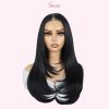 Layered Straight Glueless Lace Wig for Women – Synthetic 6x4 & T Part Wig in Silver, Brown & Blonde Shades - Image 5