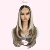 Layered Straight Glueless Lace Wig for Women – Synthetic 6x4 & T Part Wig in Silver, Brown & Blonde Shades - Image 3