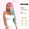 30 Inch Long Straight Lace Front Wig – Vibrant Synthetic Hair in Rainbow, Navy, Green & Highlighted Browns for Women - Image 10