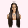 30 Inch Long Straight Lace Front Wig – Vibrant Synthetic Hair in Rainbow, Navy, Green & Highlighted Browns for Women - Image 3