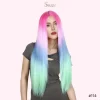 30 Inch Long Straight Lace Front Wig – Vibrant Synthetic Hair in Rainbow, Navy, Green & Highlighted Browns for Women