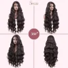 Super Long Body Wave Lace Front Wig – Synthetic Side Part Wig for Women in Dark Brown & Ombre Blonde - Image 5