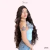Super Long Body Wave Lace Front Wig – Synthetic Side Part Wig for Women in Dark Brown & Ombre Blonde