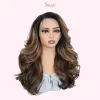 22 Inch Body Wave Lace Front Wig for Black Women – Synthetic Wig in Ombre Blonde, Platinum, Caramel & Ash Tones - Image 4