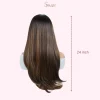 Layered Straight Glueless Lace Wig for Women – Synthetic 6x4 & T Part Wig in Silver, Brown & Blonde Shades - Image 6